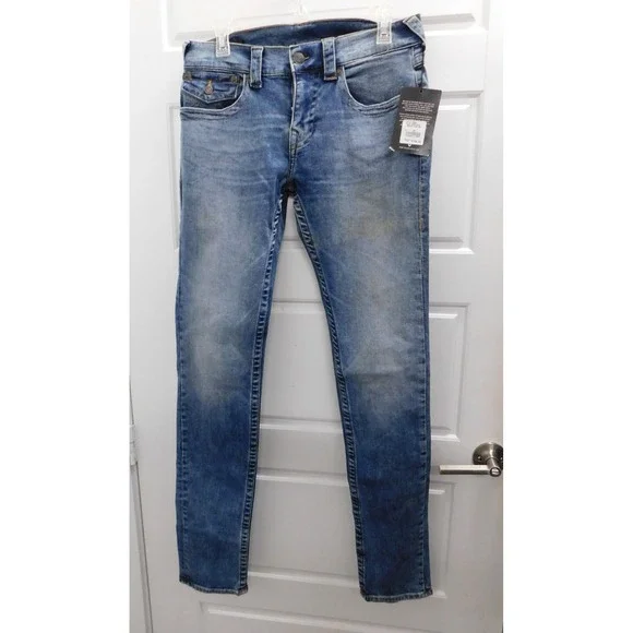 New True Religion Rocco Flap Relaxed Skinny Blue jeans 104909‎ NWT