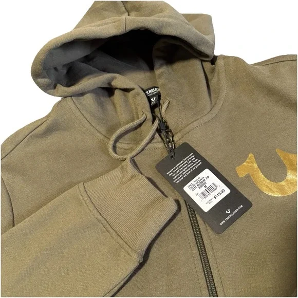 True Religion Hoodie Mens M Kalamata City Buddha Ful Zip Sweatshirt 700145 NEW