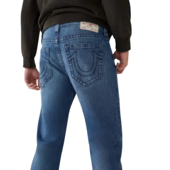 NEW‎ TRUE RELIGION Ricky SN Relaxed Straight Jean Medium Tidal Wash Size 34 x 34