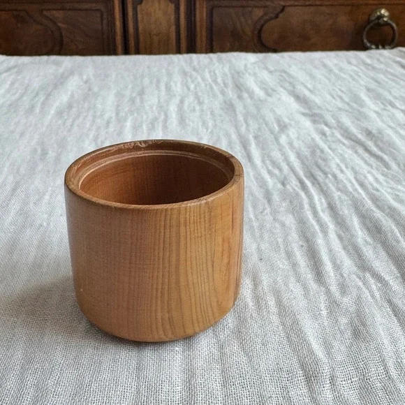 VTG Handmade Yew Wooden Bowl Dish Vase Bud Signed‎ Small Natural Wood '97