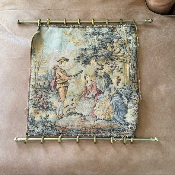 Vintage French Gobelin Tapestry Wall Hanging Pastoral Scene