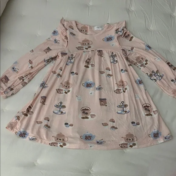 Angel Dear Pink Bamboo Tea Set Print Dress