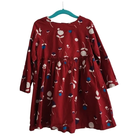 Hanna Andersson Girls 4 Maroon Long Sleeve Cotton Dress