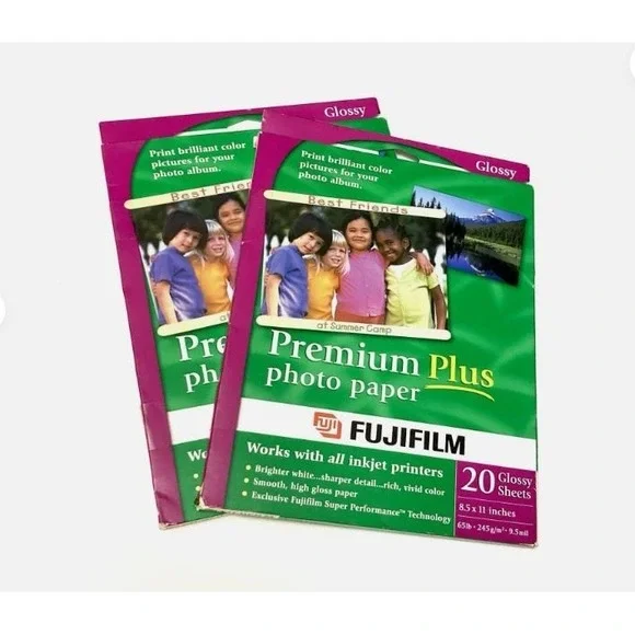 NEW SEALED (2) Fujifilm PREMIUM PLUS PHOTO PAPER 20 Glossy Sheets 8.5 x 11