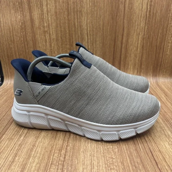 Skechers Bobs Sport Slip-ins Taupe Mens 9 Wide Memory Foam Sneakers 118420W