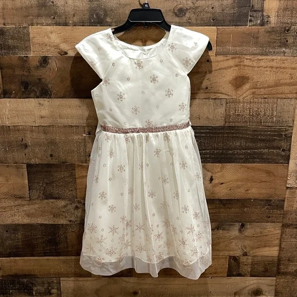 Jona Michelle Sparkling Rose-Gold‎ Snowflake Dress Sz 12 Christmas Easter Formal