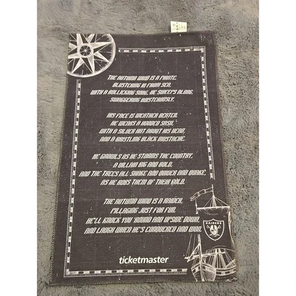 Las Vegas Raiders Rally Towel The Autumn Wind Poem Ticketmaster Season Gift