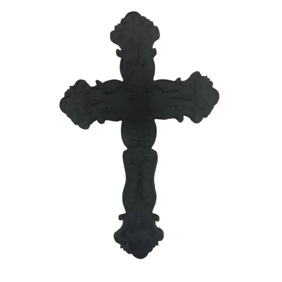 Vtg Wooden? Wall Cross Ornately Carved Design Religous Decor Christianity Jesus