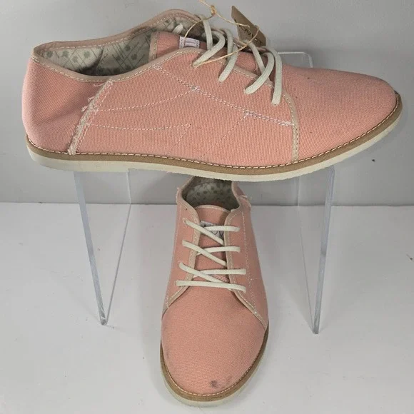 MOVMT The Peoples Movement Mens 12 Salmon Pink‎ Canvas Lace Up Low Top Sneakers