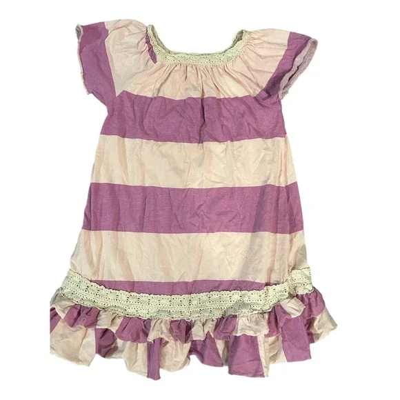 Jelly the Pug Tiered Ruffle Girl Dress Pink Purple Size 8 Cottage Twirl Spring