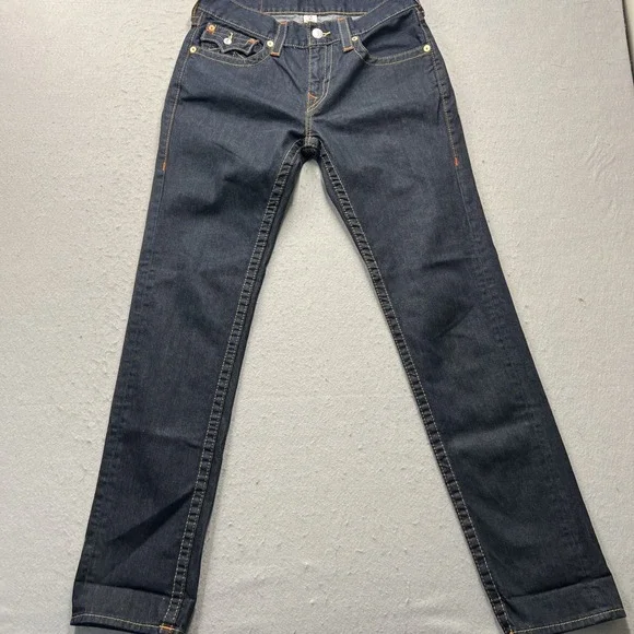 True Religion Jeans Mens 32x34 Dark Blue Section Skinny Stretch Denim World Tour