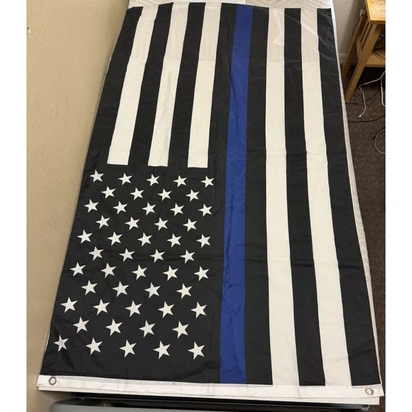 American Flag thin blue line, police, tapestry, yard decor, man cave, 60x36