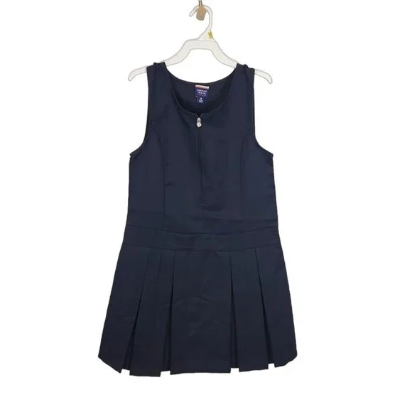 French Toast Girls Zipper‎ Front Jumper Uniform Dress in Navy Blue - Size 10