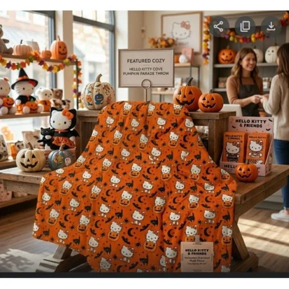 Hello Kitty Halloween Oversized Plush Throw Blanket – Spooky Cozy 60