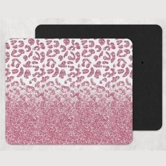 PINK Leopard Print Glitter Mousepad