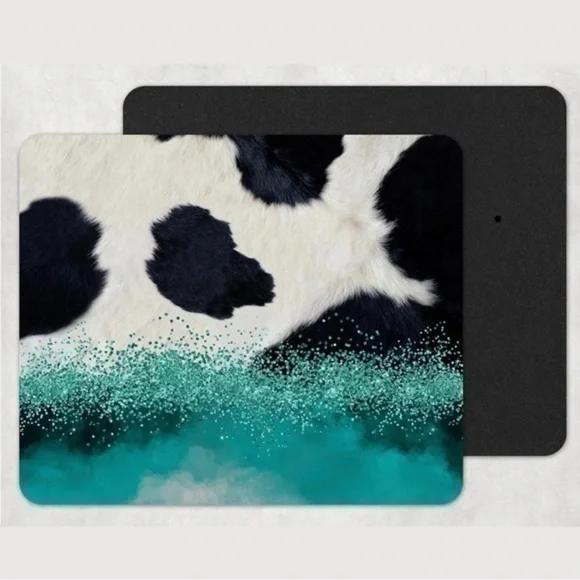 BLUE Glitter Cow Print Mousepad
