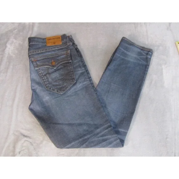 True Religion Geno Relaxed Slim Jeans Mens 36 Dark Wash Blue Horseshoe Stitch