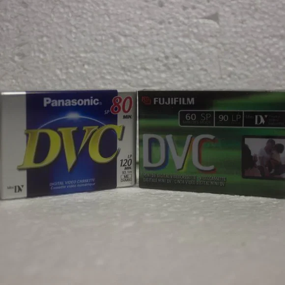 Two New In Package Mini DVC Cassettes Fujifilm 60/90 and Panasonic 80/120