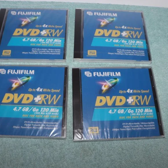 Lot of 4 DVD-RW Fujifilm Discs DVDs 120 Min 4.7GB Jewel Cases Brand New