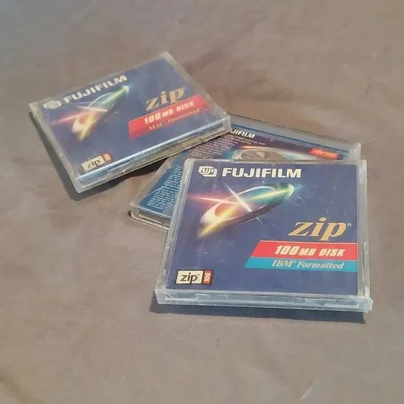 NEW FUJIFILM ZIP 100 DISK IBM & MAC Formatted - 100MB - PACK OF 3