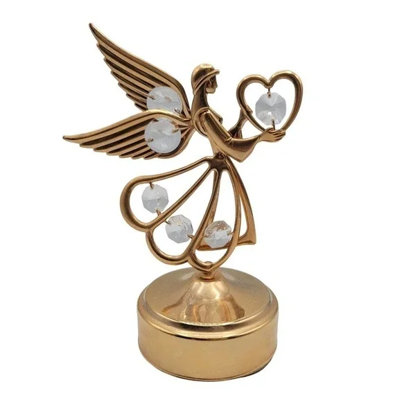 Vintage Crystal 24kt Gold Plated Angel 