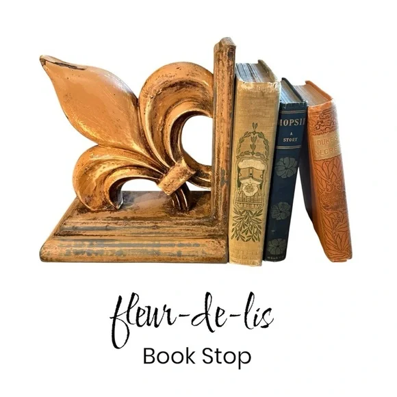 Fleur-de-lis Wood Book Stop