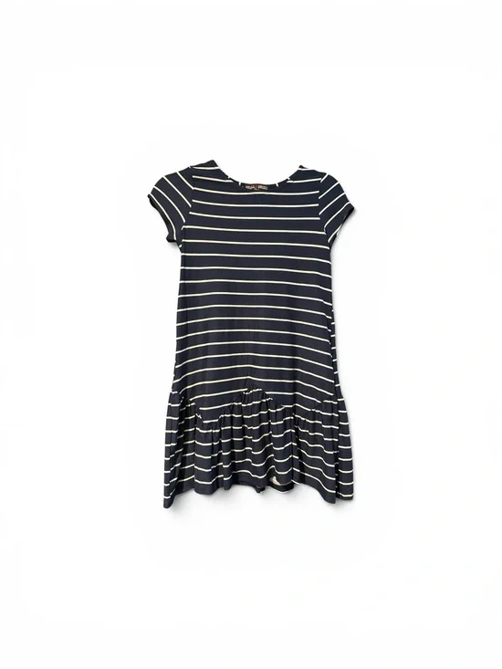 Stella & Sienna Girls' Navy and White Striped Ruffle Hem Dress