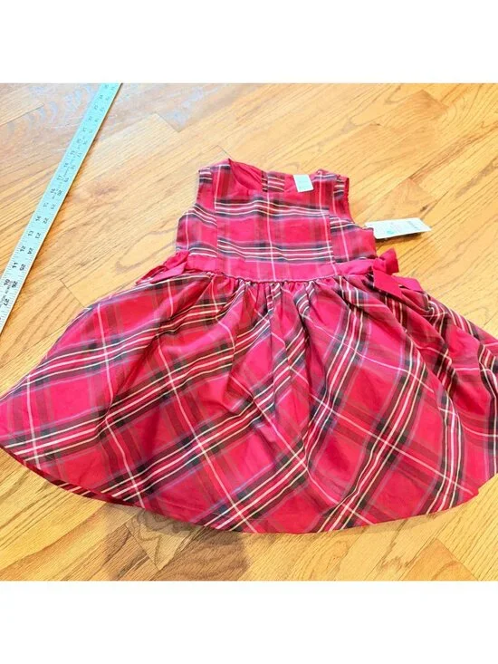 CARTERS GIRLS RED PLAID CHRISTMAS DRESS NEW 24 MONTHS