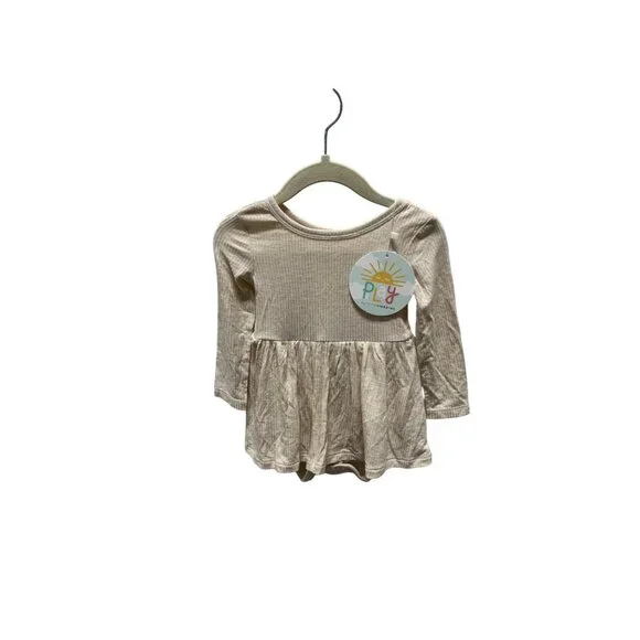 Little Sleepies Heather Oatmeal Ribbed Twirl Dress Bodysuit Infant size 6-12mo