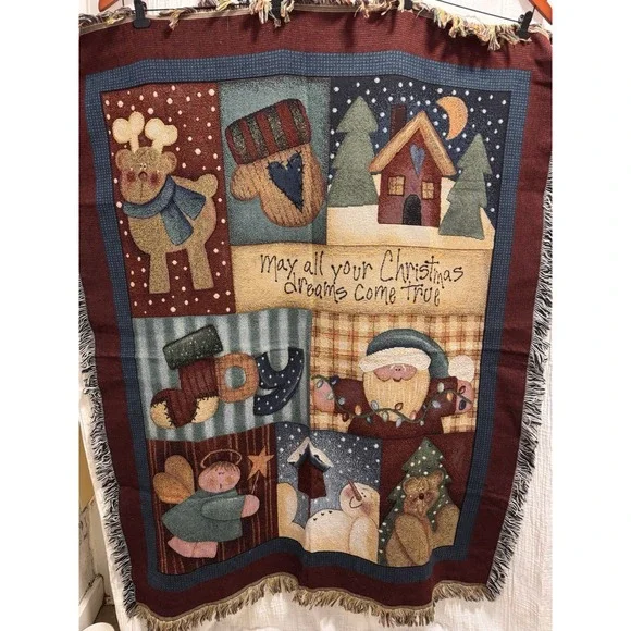 Christmas Tapestry Throw Blanket May All Your Christmas Dreams Come True Santa‎