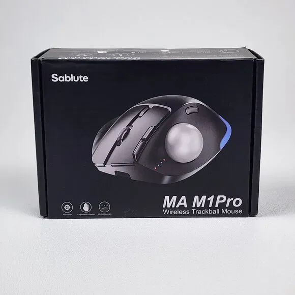 SABLUTE MAM1 Pro Ergonomic Wireless Trackball Mouse Bluetooth USB Rechargeable
