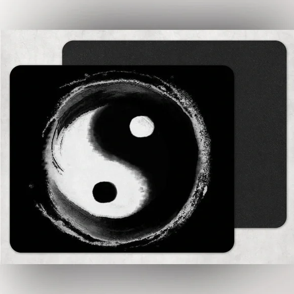 Black Yin Yang Mouse Pad