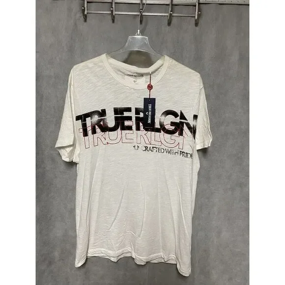 NWT True Religion Shirt Men 3XL White Spell Out Retro Streetwear Hip Hop VTG Y2K