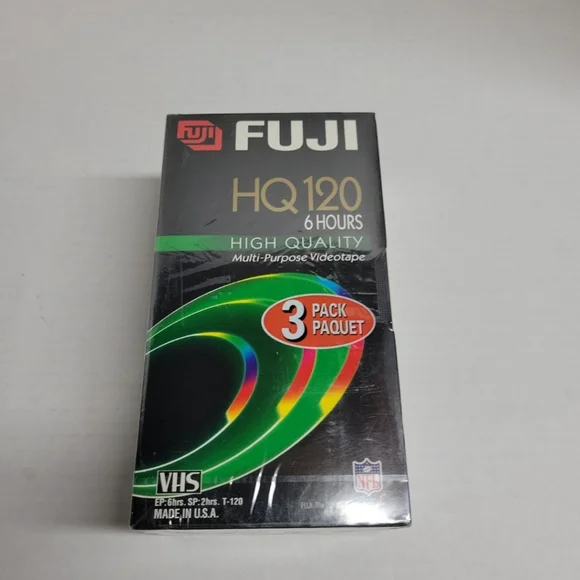 FUJI 3 Pack Of Blank VHS Video Tapes 6Hours HQ 120 NEW & Sealed FUJIFILM T-120