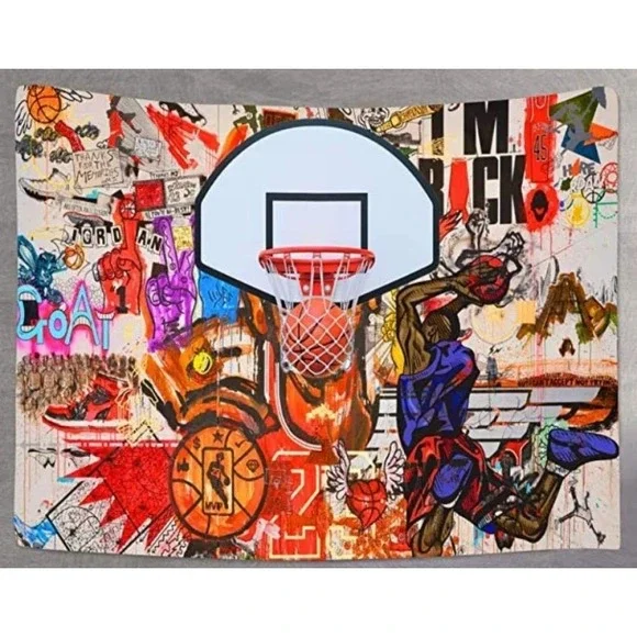 Basketball Tapestry‎ Street Graffiti Wall Art MVP Dunk Sports 40