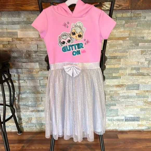 🆑FINAL PRICE‼️ Girls size 6/6x lol surprise pink and silver short sleeve dress