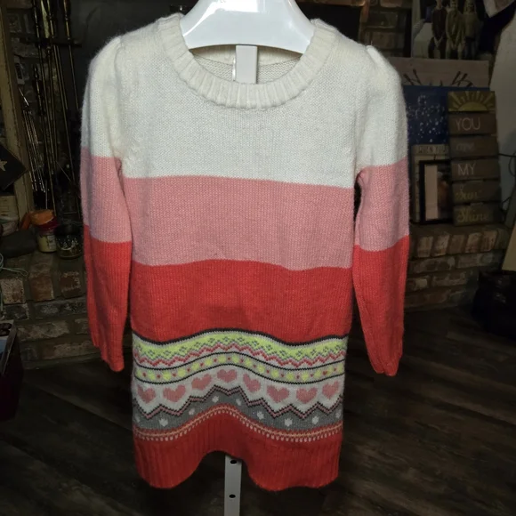 Gymboree Acrylic Knit Sweater‎ Dress Size 5 in Pink, White, Multicolor Co…