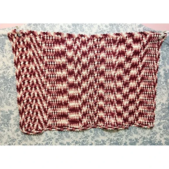 Crochet Handmade Maroon Small Afghan 49