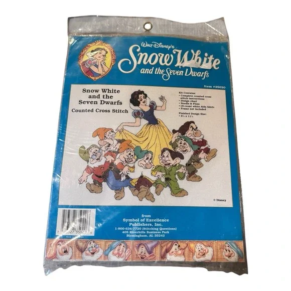 Walt‎ Disney Counted Cross Stitch Kit Snow White and Seven Dwarfs Vtg