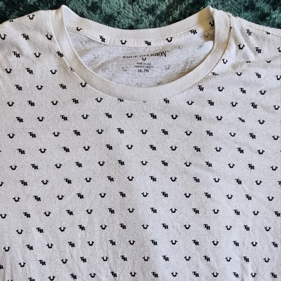 True religion white‎ monogrammed logo t-shirt size XXL