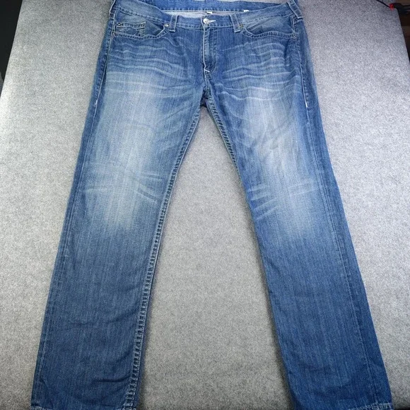 True Religion Jeans Mens 46 Blue Denim Skinny 46x33 Light Wash 100% Cotton