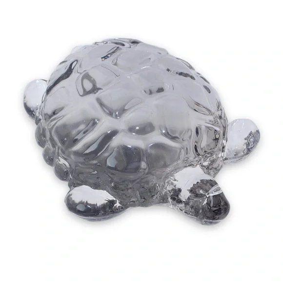Vintage Gray Smoke Glass Turtle / Tortoise Figurine Realistic Statuette