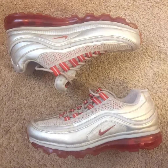 Nike Air Max 24/7 Metallic Silver Varsity Red Size 8 Men's Sneakers, PRE-OWNED