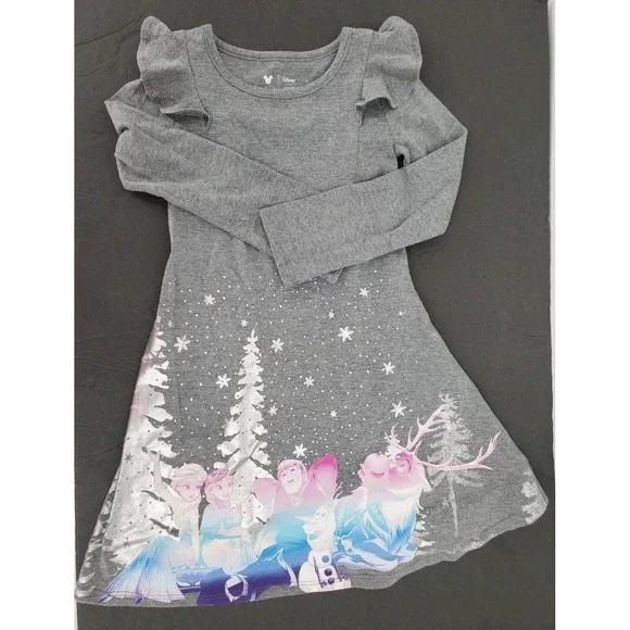 Disney Jumping Bean Limited Edition Frozen Elsa Anna Olaf Long Sleeve Dress Sz 4
