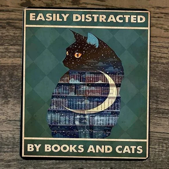 Mouse Pad Easily Distracted By Books and‎ Cats