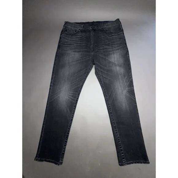 True Religion Marco Relaxed Taper Mens Black Denim Jeans 38x32