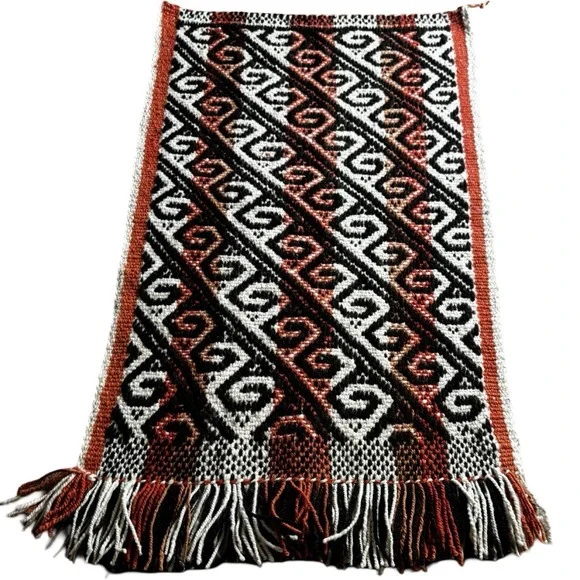 Handwoven‎ Wool Wall Hanging Tribal Geometric Fringe Boho Rust Brown Boho