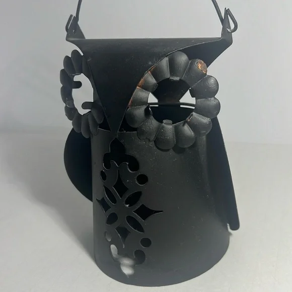 Owl Lantern - Decoration Matte Finish Black, VINTAGE Hong Kong. Big Eyes!