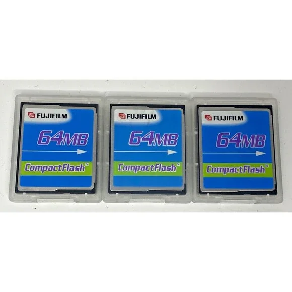 Lot of (3) Fujifilm 64MB Compact Flash Memory Card for Digital Cameras etc. NEW