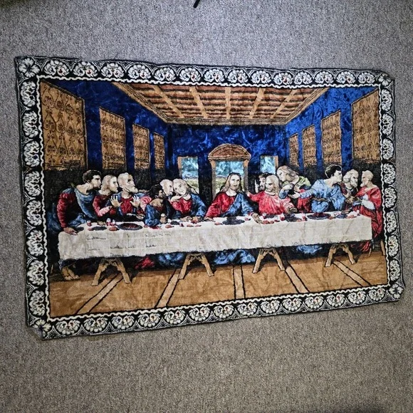 The Last Supper Vintage 60s Wall Hanging TAPESTRY Rug 47